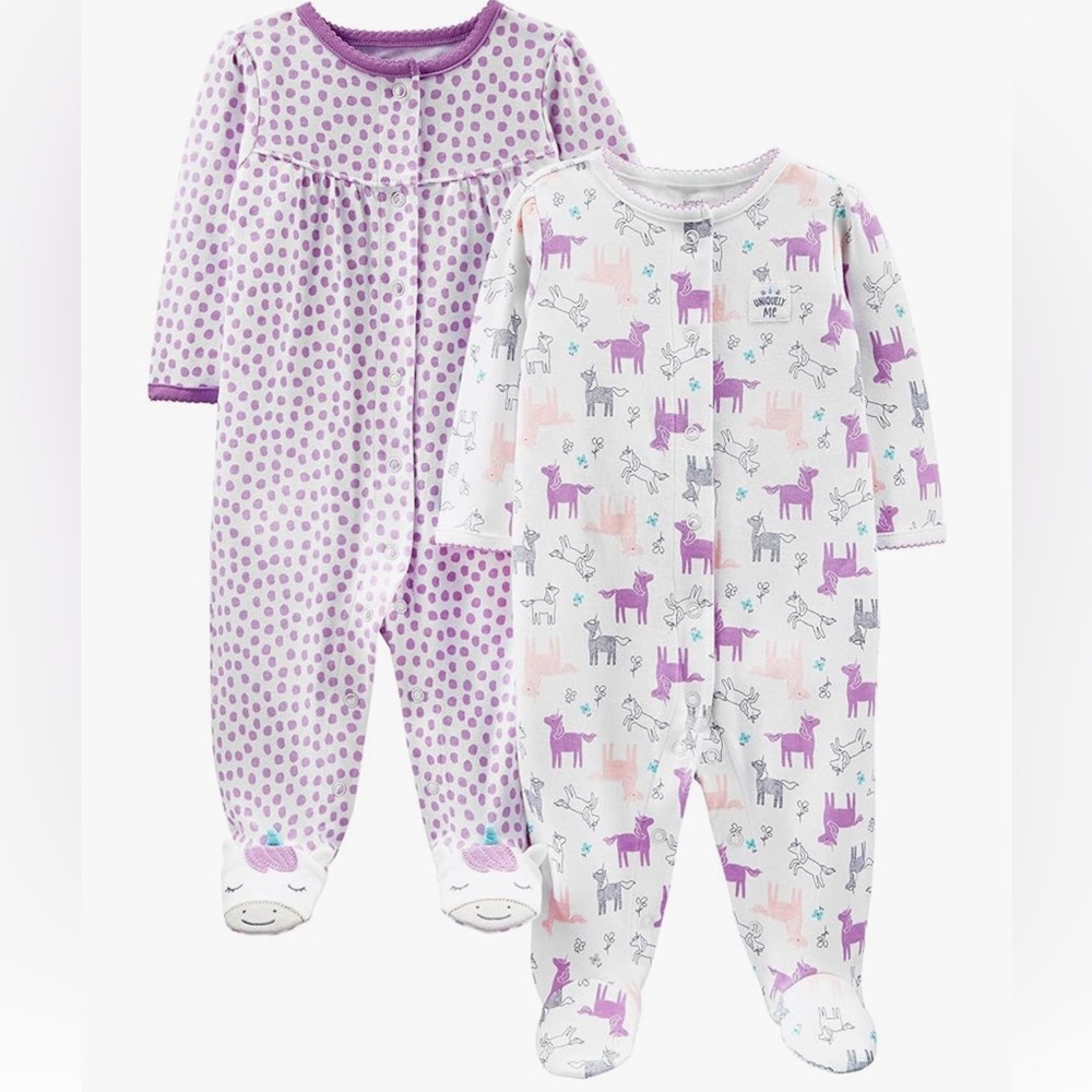 Carter's Pink Dotted and Animal Print Footies